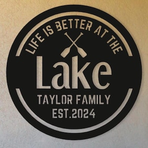 Personalized Lake Sign, Metal Lake Sign, Lake House Sign, Custom Metal Sign Gift, Lake House Wall Decor, Lake Home Gift, Coastal Wall Art