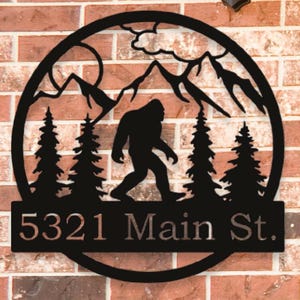 Address Metal Sign, Bigfoot Address Sign, House Number Sign, Home Address Sign, Bigfoot Yard Decor, Metal Sasquatch, Bigfoot Yard Decor