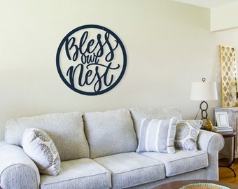 Bless Our Nest Sign, Bless Our Nest Metal Sign, Welcome Sign, Entryway Decor, Gallery Wall Sign, Home Sign, Metal Sign, Metal Words, Gift