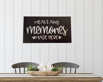 Meals And Memories Made Here Sign, Kitchen Wall Decor, Dining Room Decor, Kitchen Sign, Kitchen Decor, Kitchen Metal Sign, Family Sign