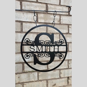 Monogram Metal Garden Flag, Split Letter Monogram, Metal Garden Flag, Monogram Garden Flag, Yard Art, Garden Decor, Personalized Garden Flag