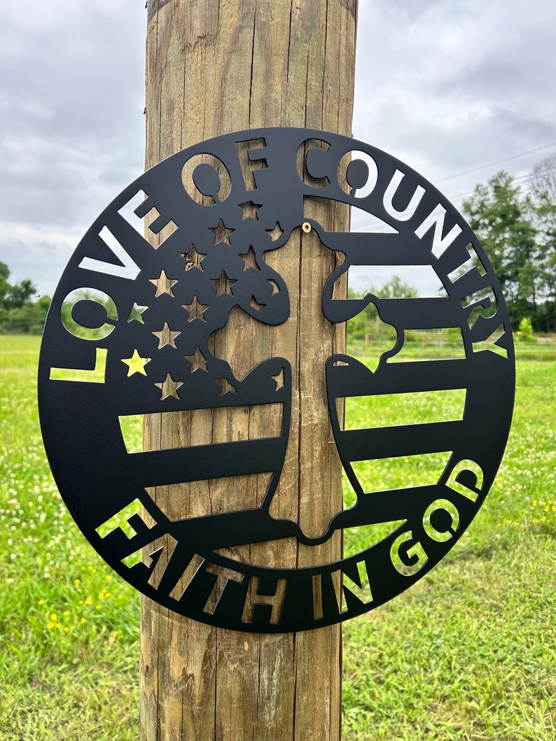 Faith American Flag Metal Sign, Patriotic Decor, Flag Wall Sign ...