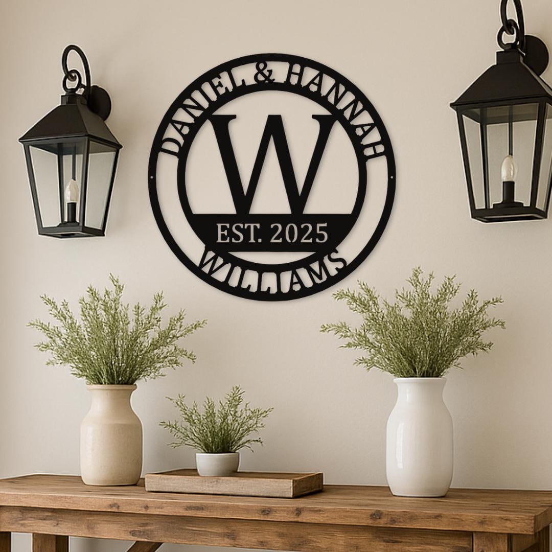 Personalized Monogram Name Sign, Custom Established Date Monogram Wall ...