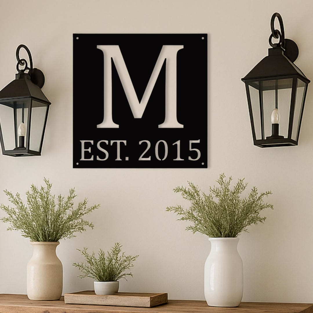 Name Wall Decor, Monogram Sign, Family Last Name Sign, Established Sign ...