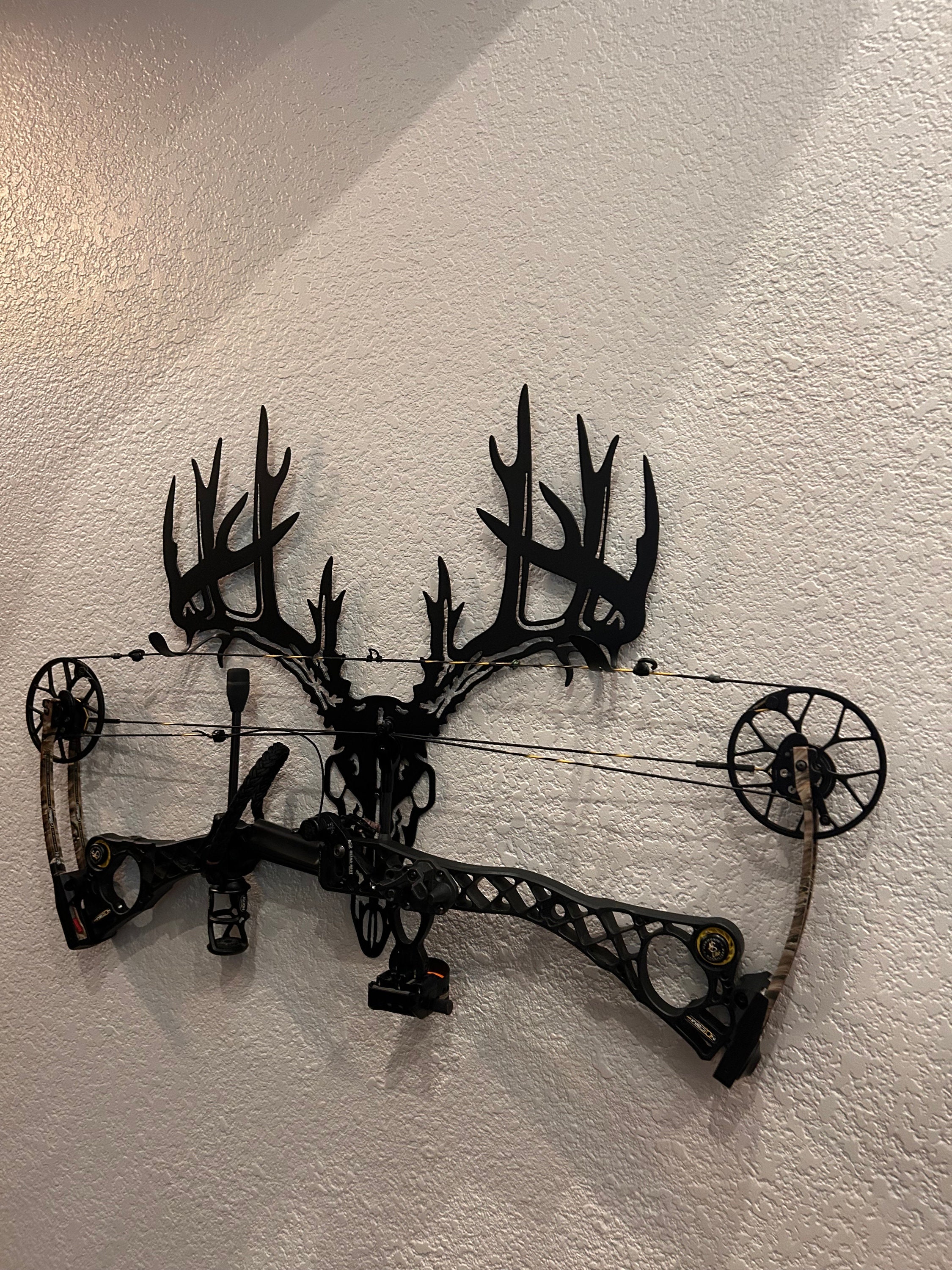 Custom Metal Deer Skull X-bow Crossbow Rack Carrier: 4 Hooks, With Custom Nameplate, Archery, Crossbow, Compound Bow - View #7