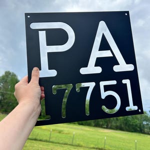 Custom Zip Code Metal Sign, Personalized Location Sign, Hometown Decor, Housewarming Gift, New Home Gift, Wedding Gift, Metal State Sign