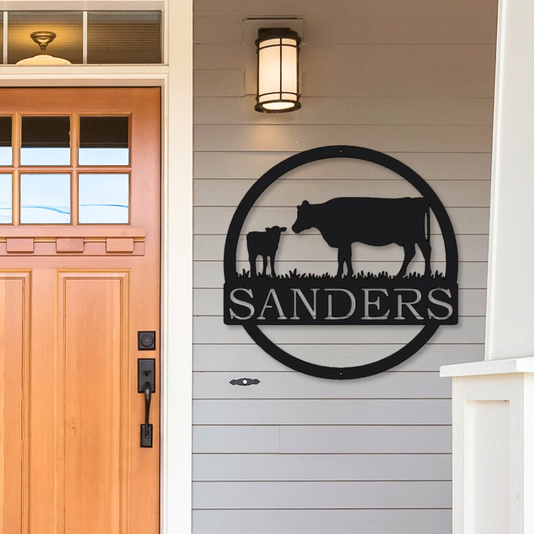 Metal Cow Farm Sign, Cattle Metal Sign Custom, Metal Ranch Name Sign ...