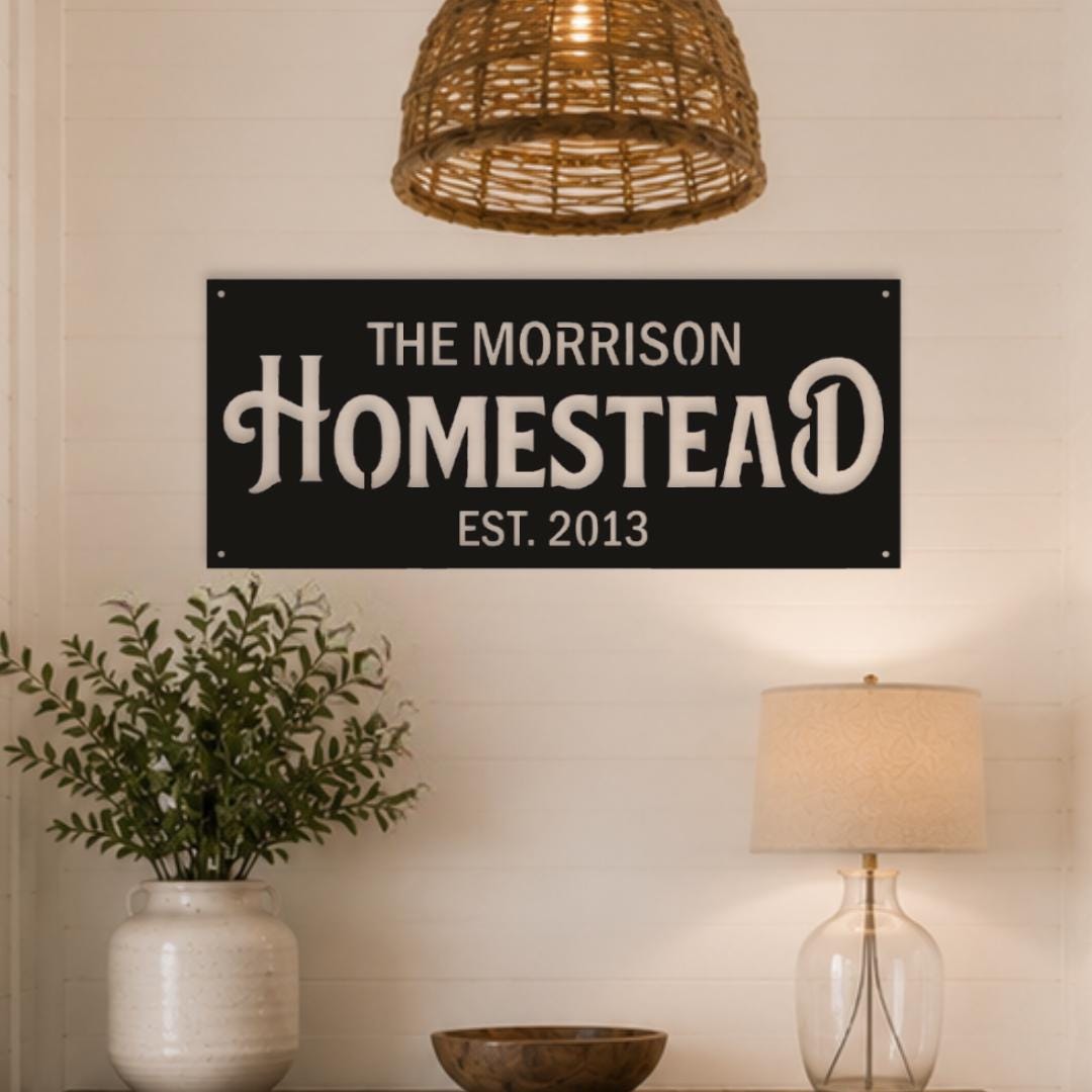 Personalized Family Homestead Sign, Family Name Wall Art, Custom Metal ...