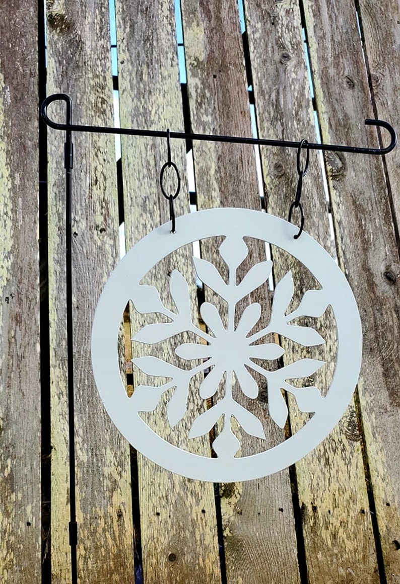 Snowflake Metal Garden Flag, Snowflake Garden Flag, Winter Garden Flag, Metal Garden Flag, Snow Garden Flag, Metal Yard Art, Outdoor Sign image 8