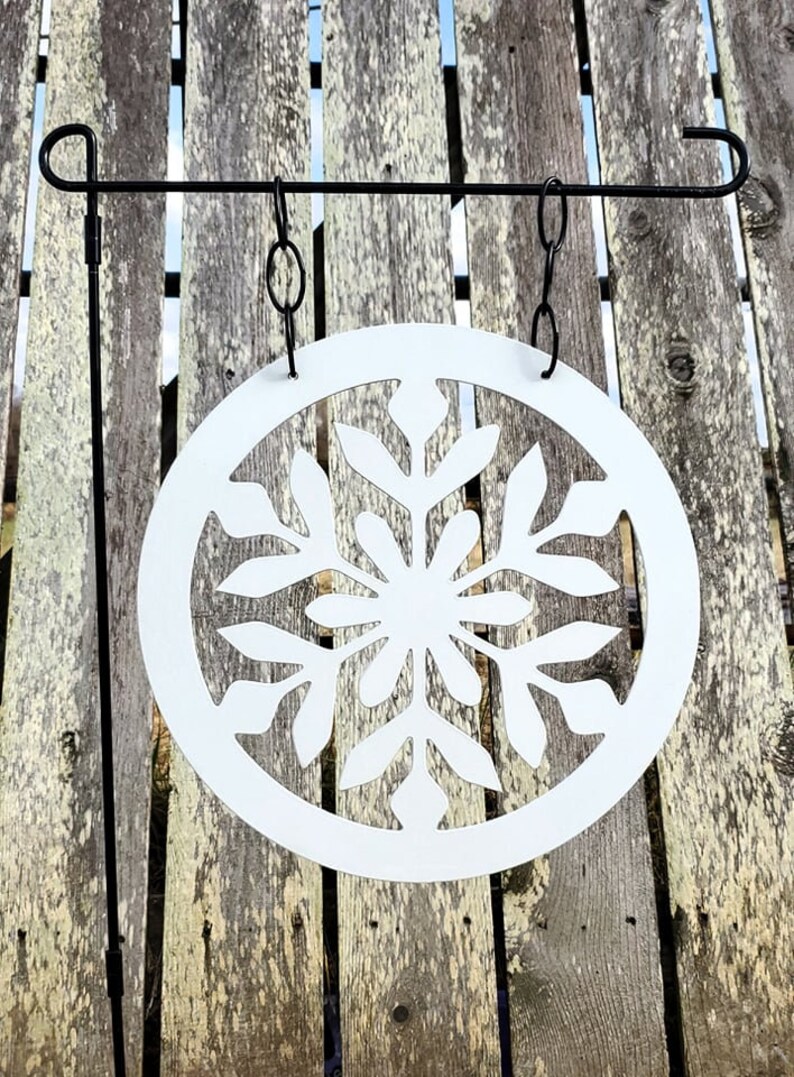 Snowflake Metal Garden Flag, Snowflake Garden Flag, Winter Garden Flag, Metal Garden Flag, Snow Garden Flag, Metal Yard Art, Outdoor Sign image 5