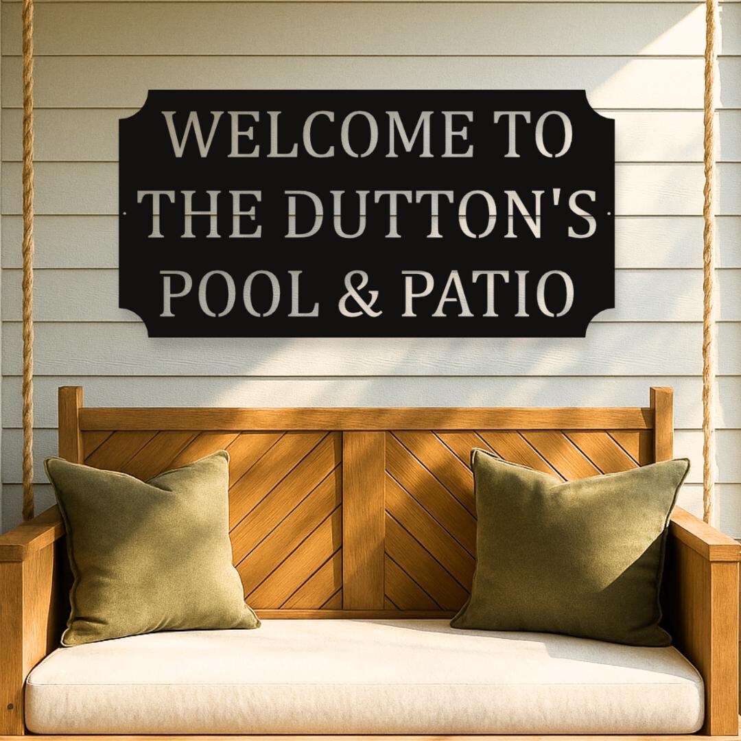 Personalized Pool and Patio Sign, Custom Backyard Pool Metal Sign ...