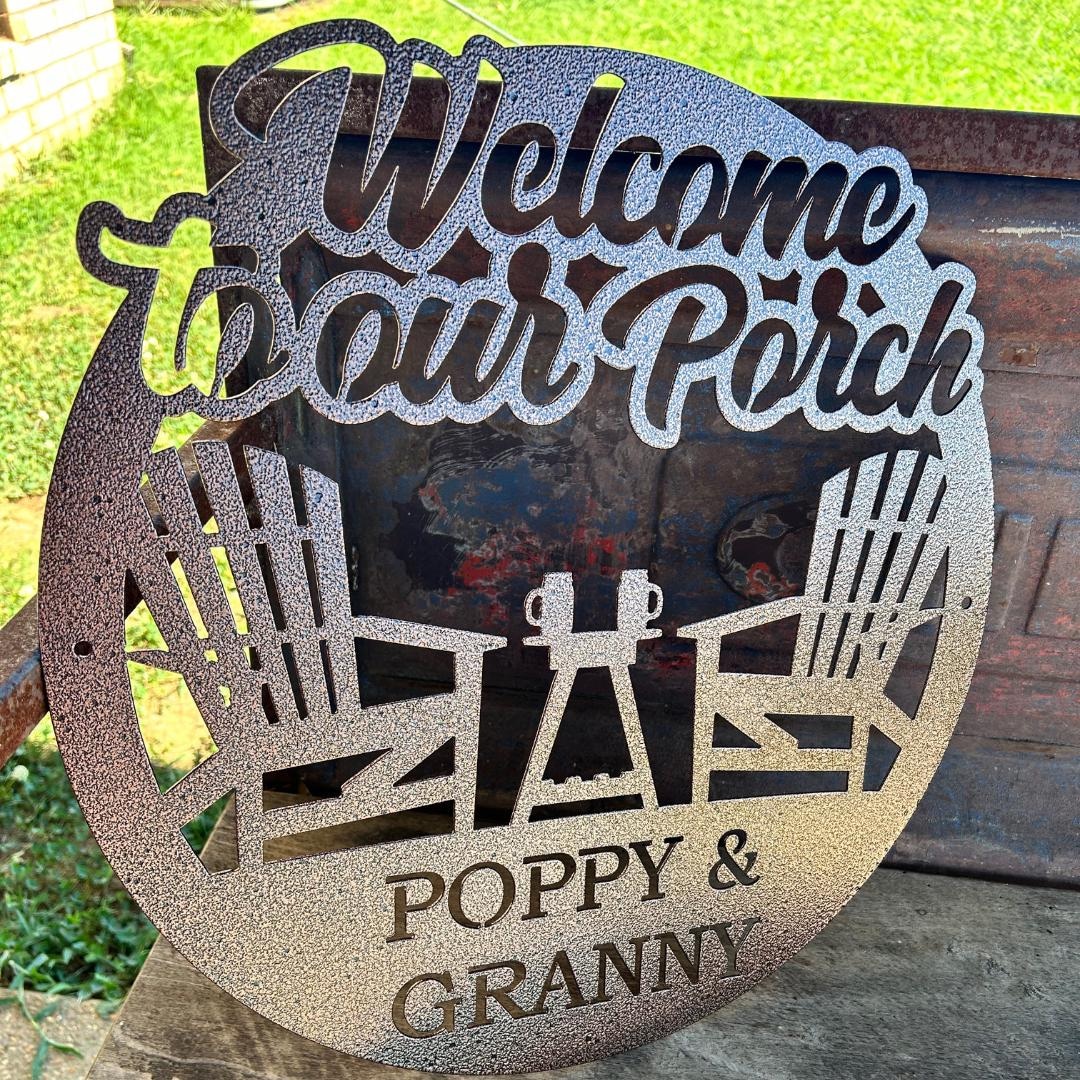 Custom Porch Welcome Sign, Personalized Metal Porch Sign, Family Name ...