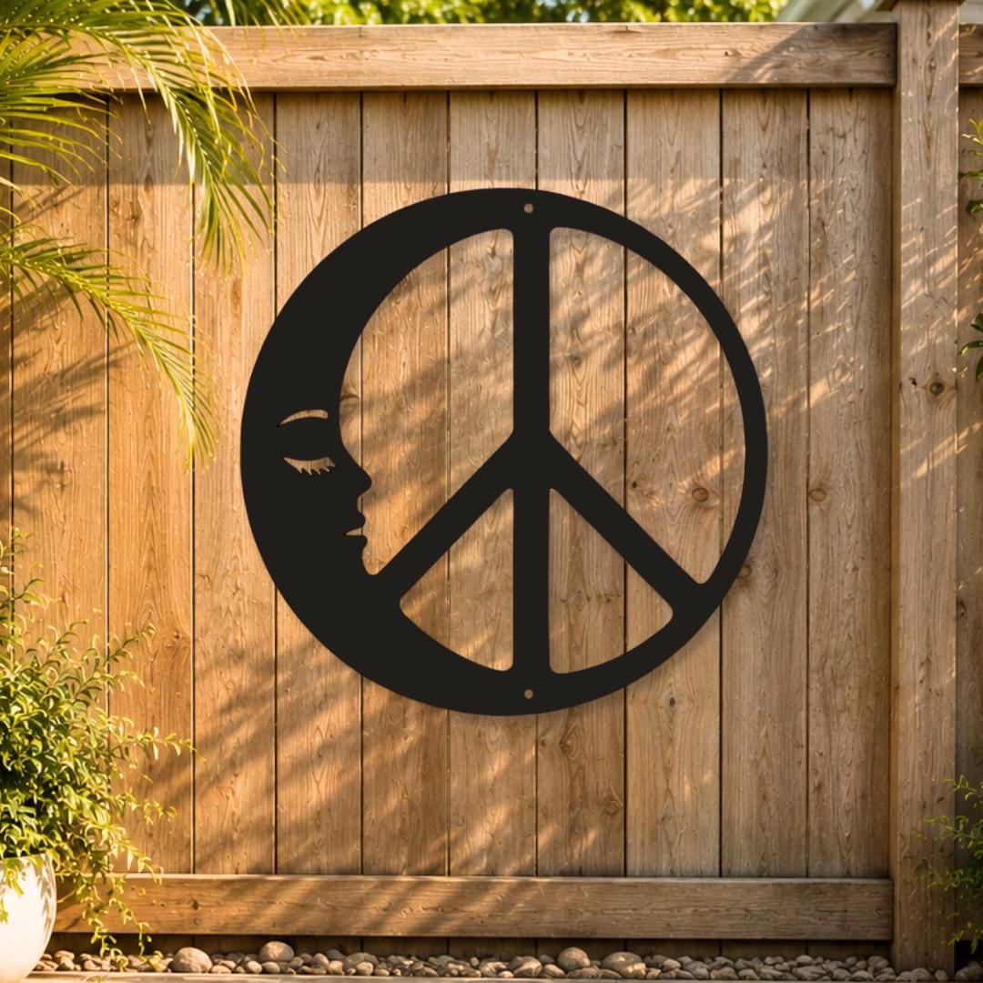 Peace Sign Moon Wall Art, Moon Wall Decor, Celestial Decor, Groovy Gift ...