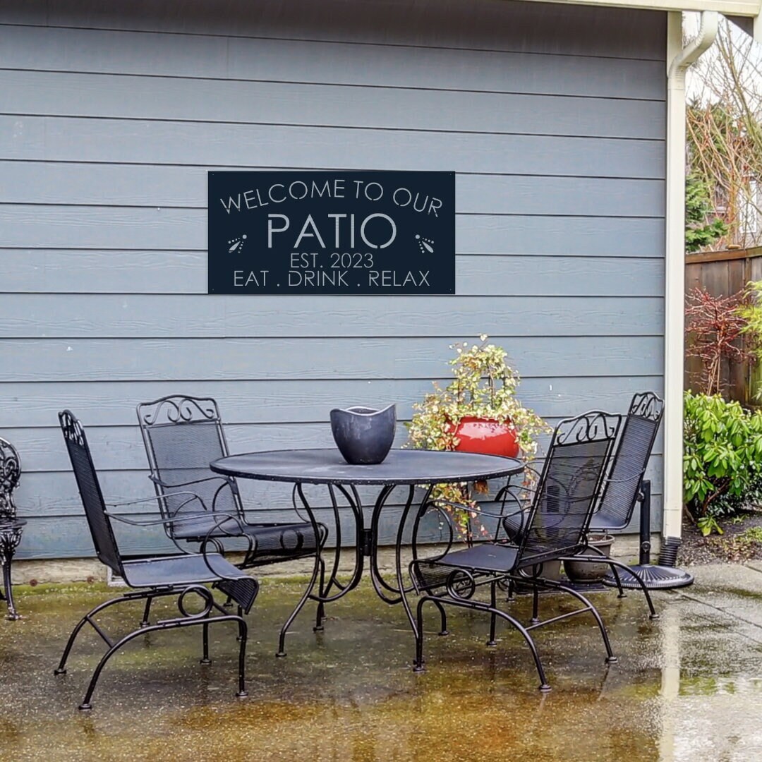 Welcome to Our Patio Metal Sign, Personalized Patio Sign, Metal Patio ...