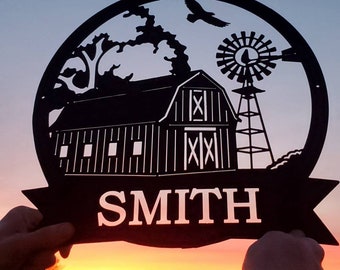 Custom Barn Metal Sign, Personalized Farm Name Sign, Ranch Metal Sign, Outdoor Barn Decor, Rustic Gift for Farmers, Custom Farmhouse Sign