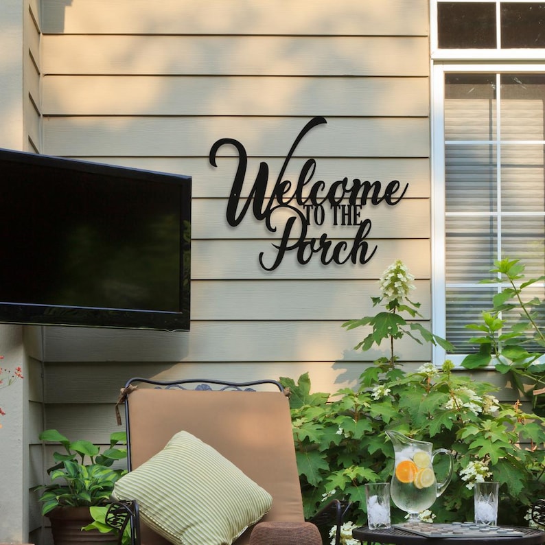 Welcome to the Porch Metal Sign, Backyard Sign, Backyard Decor, Welcome ...