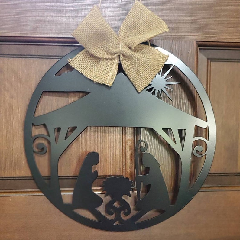 Nativity Scene Metal Door Hanger Nativity Scene Metal Etsy