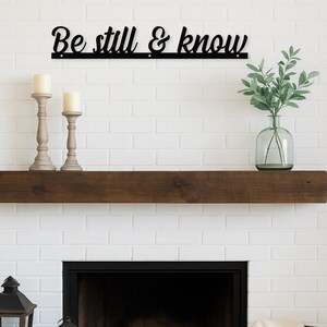 Rustic metal Christian wall art with Be Still and Know verse, handmade USA décor