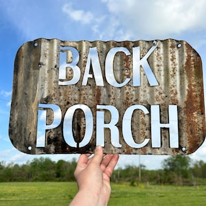 Back Porch Sign, Porch Tin Sign, Corrugated Metal Signs, Metal Signs ...