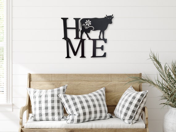Home Cow Metal Sign Cow Home Wall Decor Cow Decor Farmhouse - Etsy