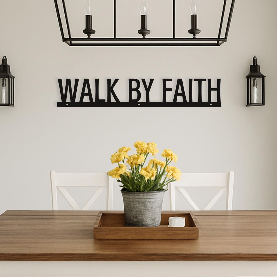 Inspirational Christian Wall Art, Walk by Faith Sign, Religious Metal ...