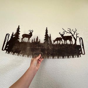 Metal Deer Sign, Nature Wall Decor, Rustic Deer Wall Art, Deer Hunter Gift, Hunting Sign, Cabin Sign, Gifts for Him, Metal Saw Art