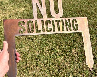 No Soliciting Lawn Metal Sign, Property Signage, Metal Yard Art, Driveway Sign, Outdoor Metal Sign, Front Porch Sign, Housewarming Gift