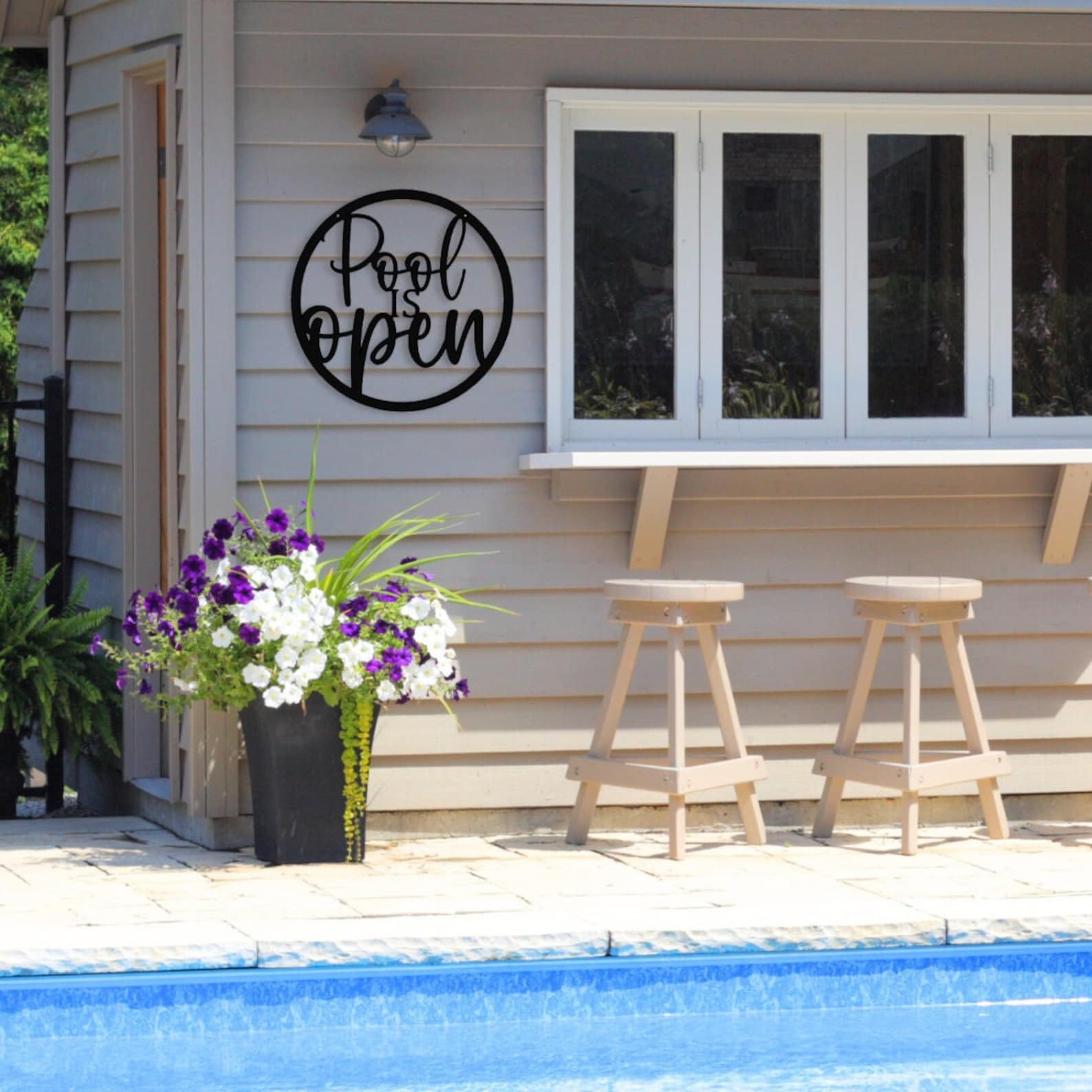 Pool Metal Sign, Poolside Sign, Backyard Metal Sign, Metal Sign for ...