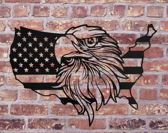 American Flag Metal Sign Metal American Flag, Metal Bald Eagle, American Flag Sign, Man Cave, Metal Shop Sign, Metal Sign, USA, Garage Sign