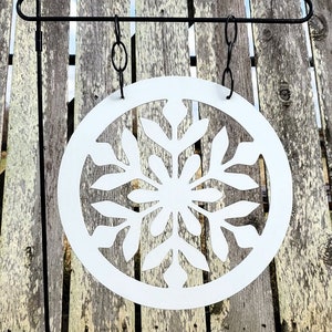 Snowflake Metal Garden Flag, Snowflake Garden Flag, Winter Garden Flag, Metal Garden Flag, Snow Garden Flag, Metal Yard Art, Outdoor Sign image 2