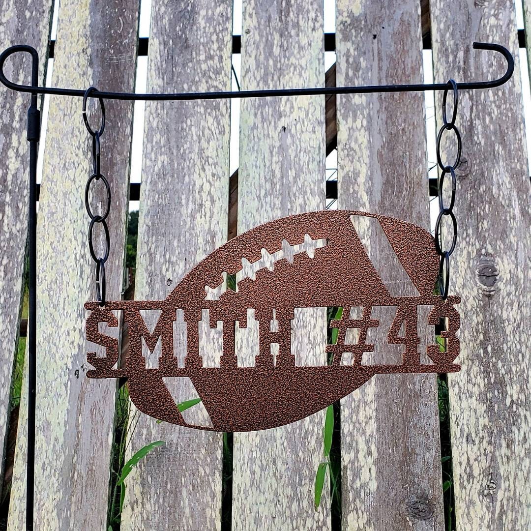 Personalized Football Metal Garden Flag, Football Garden Flag, Custom