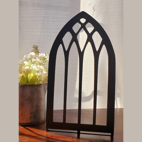 Farmhouse Window, Metal Farmhouse Window, Metal Arch, Farmhouse Decor, Cottage Arch Window, Table Decor, Cathedral Window, Living Room