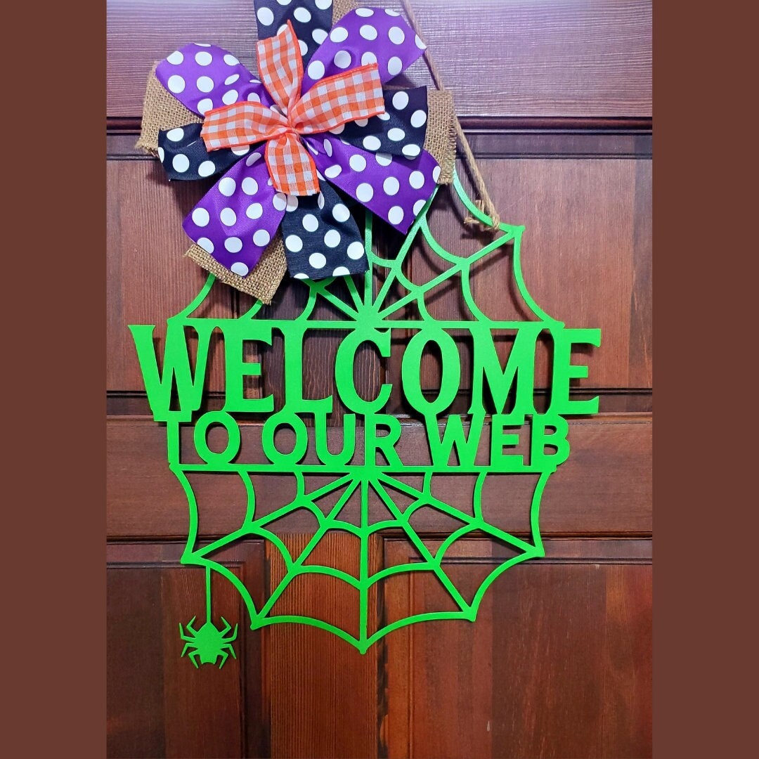 to Our  Metal Door Hanger, Halloween Door Hanger, Spider 