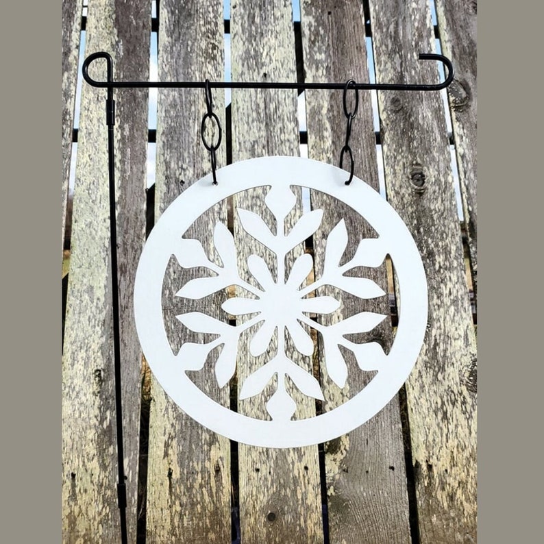 Snowflake Metal Garden Flag, Snowflake Garden Flag, Winter Garden Flag, Metal Garden Flag, Snow Garden Flag, Metal Yard Art, Outdoor Sign image 1