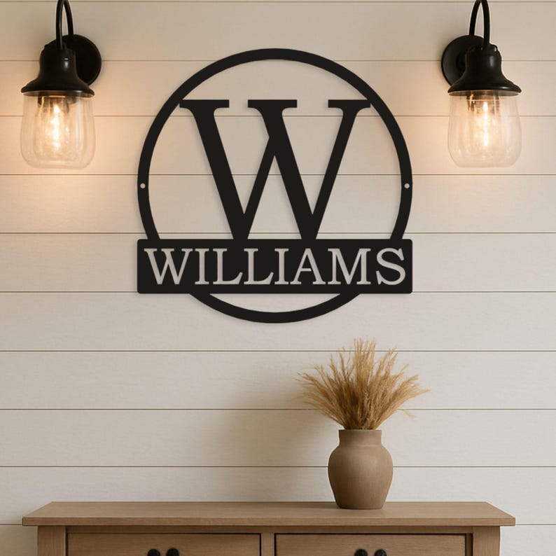 Metal Monogram Last Name Sign Personalized Letter Wall Decor Family Name Gift Front Door Wedding Housewarming Living Room Sign