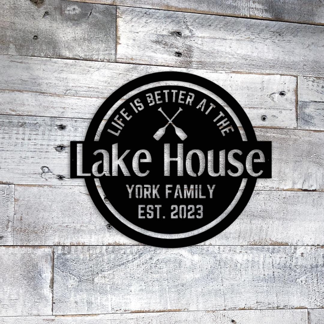 Personalized Lake House Sign, Custom Metal Name Sign for Cabin, Dock ...
