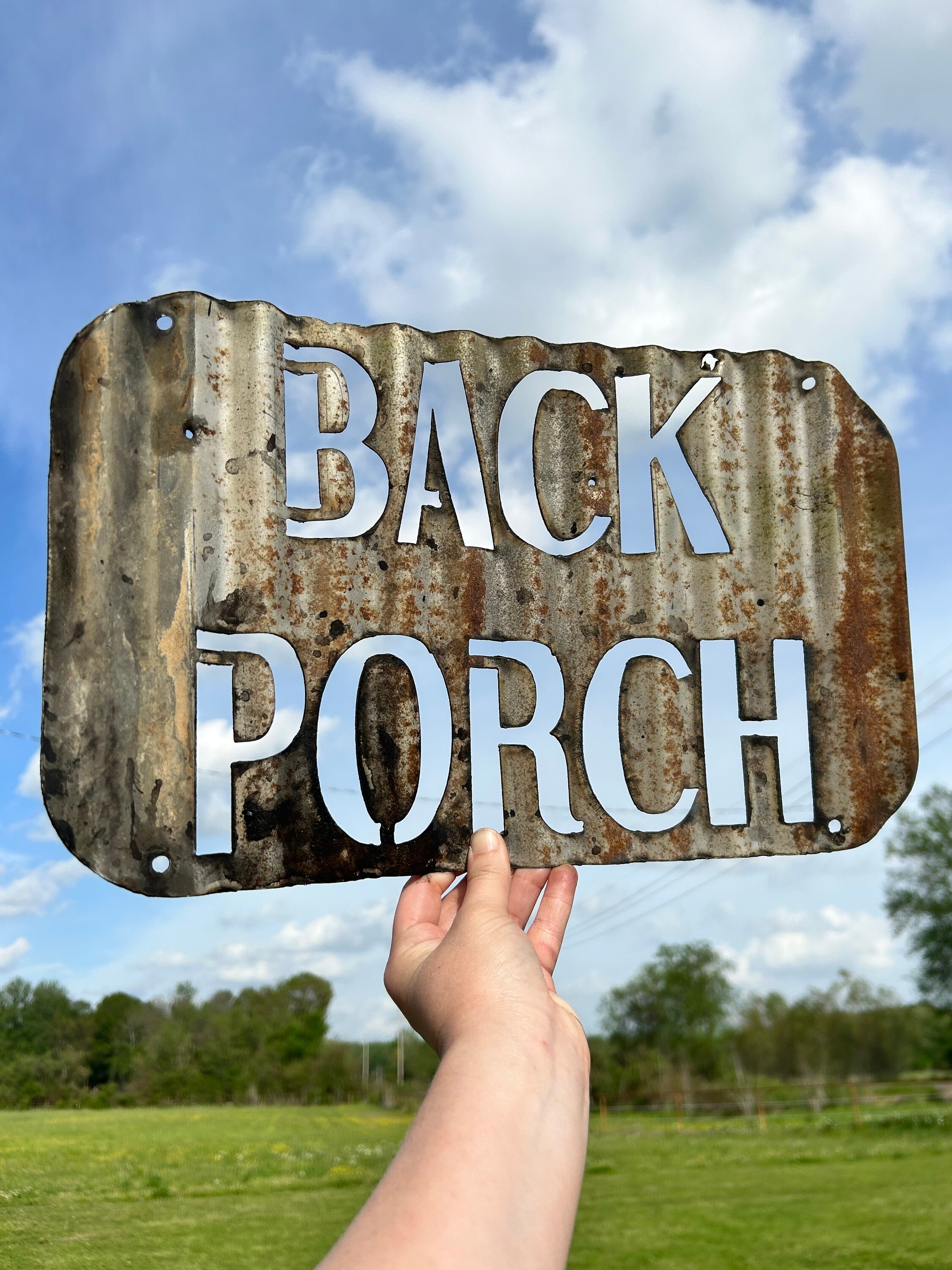 Back Porch Sign, Porch Tin Sign, Corrugated Metal Signs, Metal Signs ...