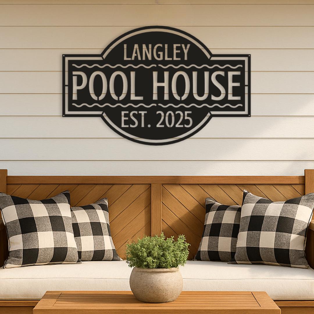 Pool Signs Custom Personalized Pool House Metal Sign, Custom Outdoor Pool Decor, Backyard ...
