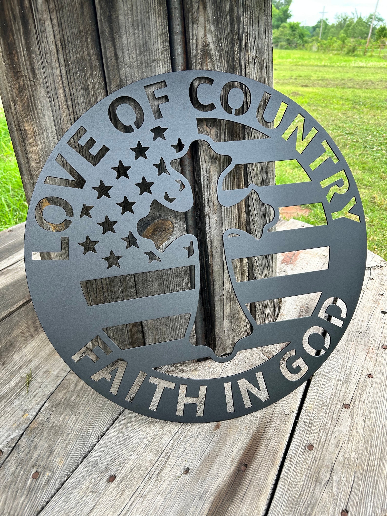Faith American Flag Metal Sign, Patriotic Decor, Flag Wall Sign ...