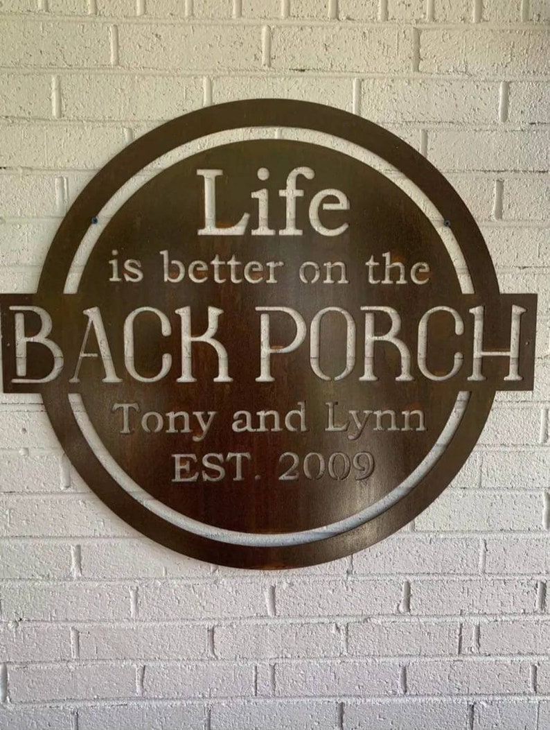 Custom Porch Metal Sign, Back Porch Metal Sign, Backyard Sign, Backyard ...