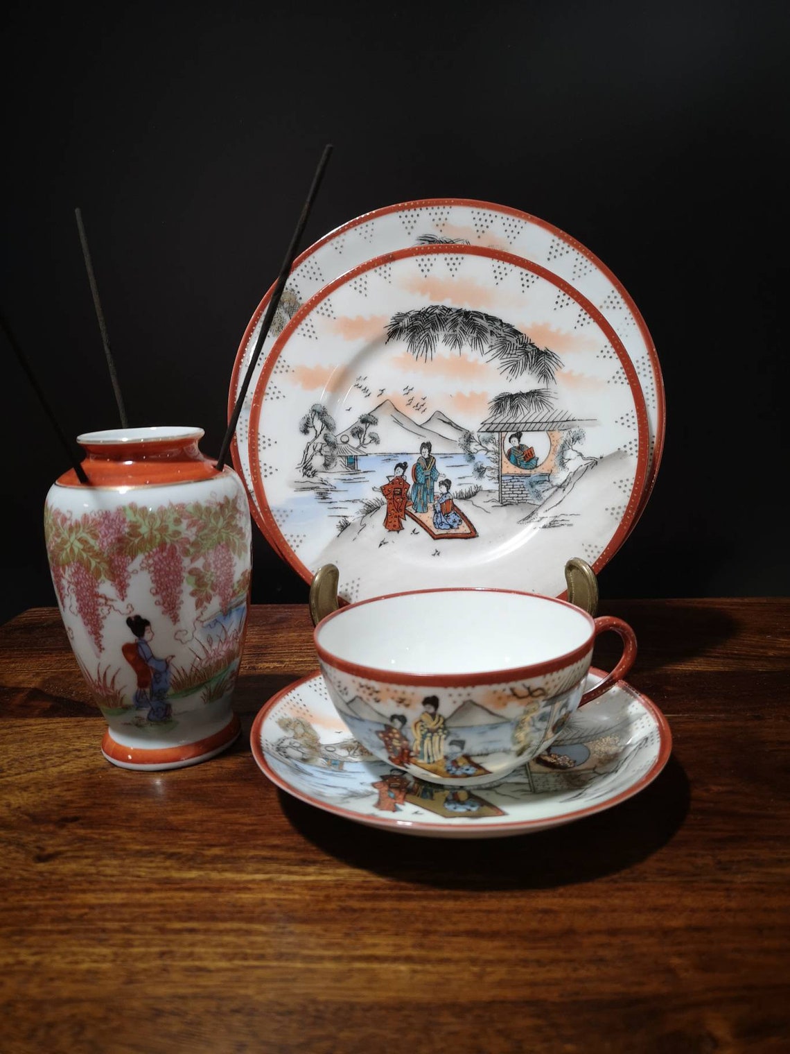 JAPAN Geisha Girl China Collectible Tea set Eggshell Porcelain Etsy