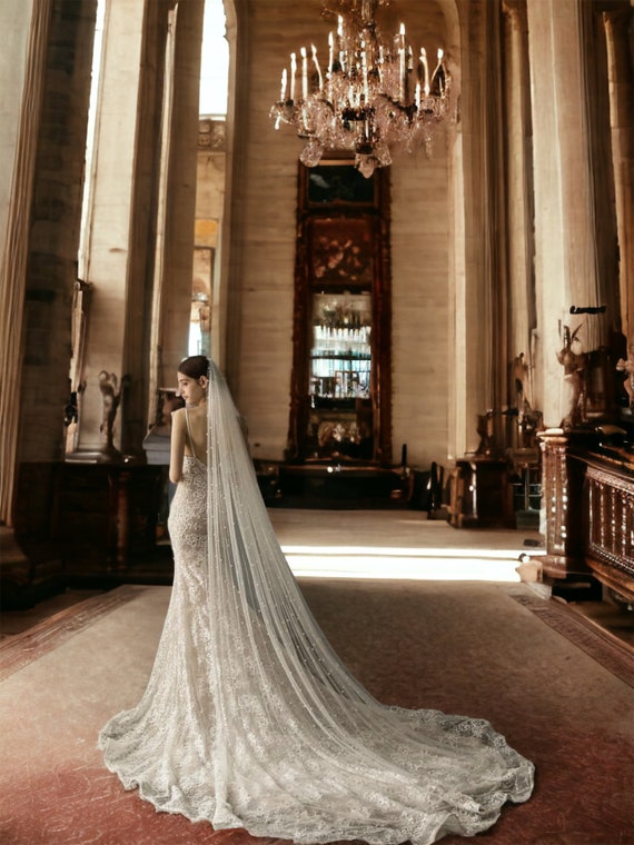 Pearl Cathedral Wedding Veil, Elegant Bridal Veil, Ivory Veil, Wedding Hair  Accessory, Classic Veil, White Veil, 300CM Bridal Veil 