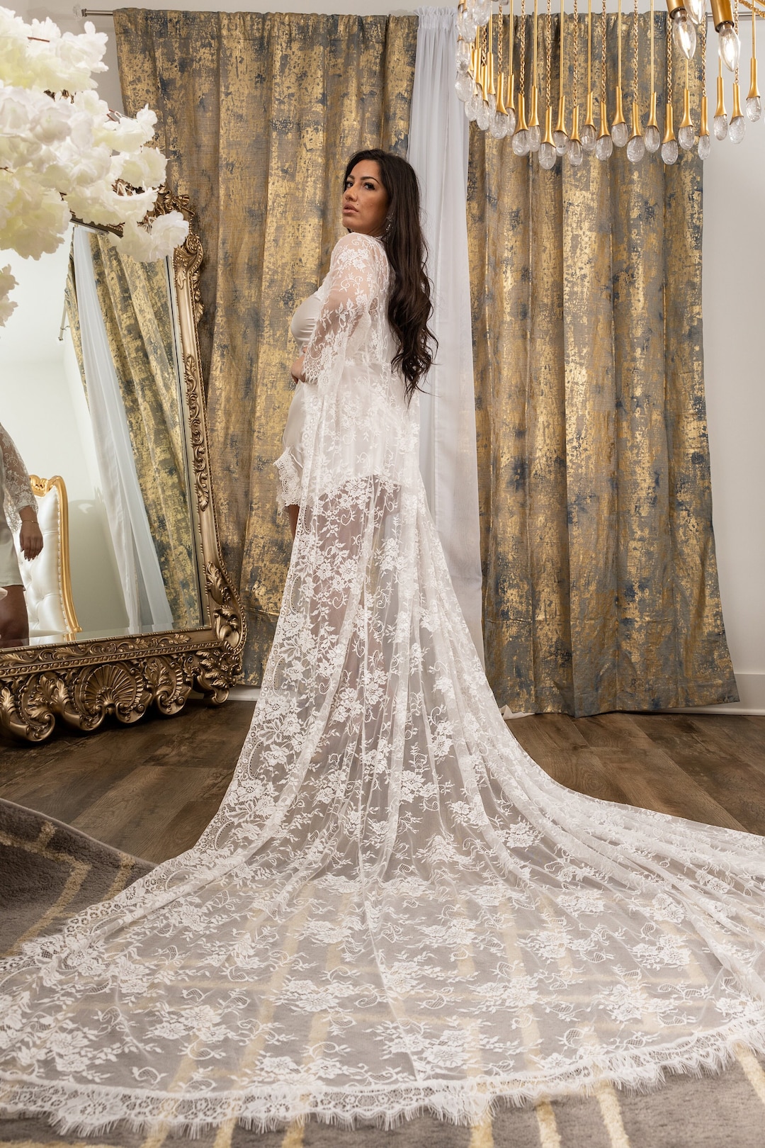 Robe de mariée en dentelle-robe de mariée-robe longue en