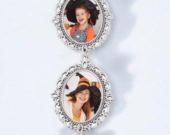 Tuxedo Memory Charm - Photo Memory Charm - Groom Photo Charm - Dangle set with 1 or 2 photo charms