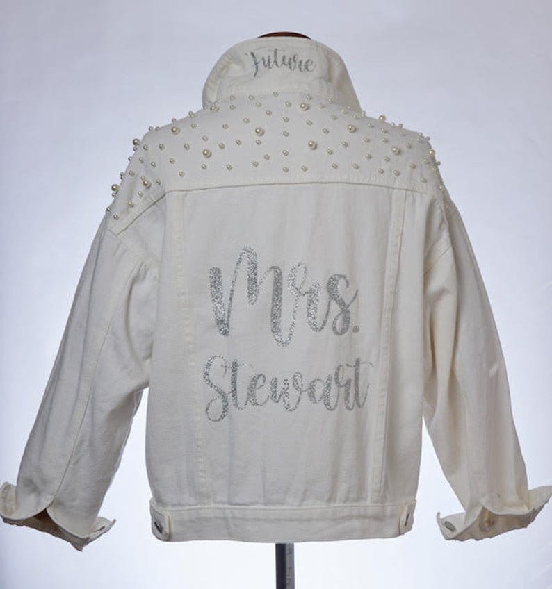 Bride Denim Jacket with Pearls Customized Personalized Etsy