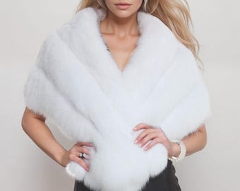 White Faux Fur Bridal Shawl, Winter Wedding Fur Stole Wrap, Winter Wedding Shawl, Faux Fur Shawl, Bridal Coverup