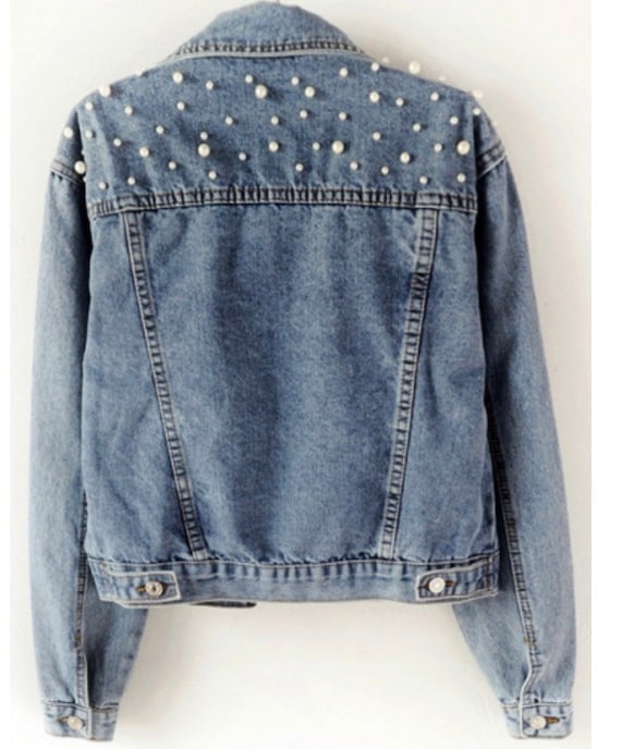 Pearl and Rhinestone Denim Jacket NOW Reg. and PLUS