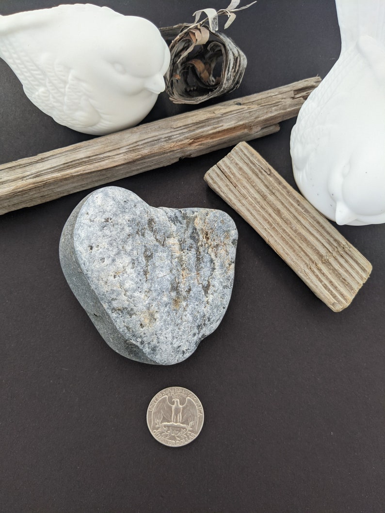 1 two toned heart shaped rock found on the shores of Maine; this unique heart rock would be a wonderful addition to rock collection!