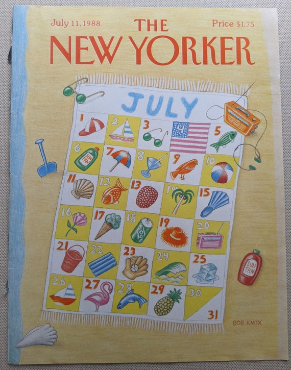 Vintage the New Yorker Magazine Cover Illustrated by Bob Knox, July 11 1988,  July Calendar, Summer Themed Art, July Bday Gift, 4th of July - Etsy