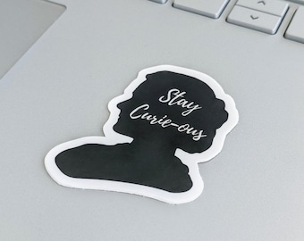 Marie Curie Chemistry Laptop Sticker | Stay Curie-ous Notebook or Thermos Decal | Cute Chemistry Sticker